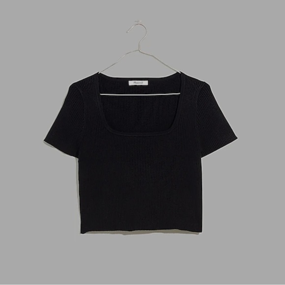 Black Madewell square-neck crop sweater tee (ribbed) - Picture 1 of 3